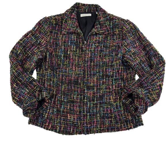 Coldwater Creek Artsy Art to WearTextured Multi Color Tweed Jacket Women's 12 - Picture 1 of 8